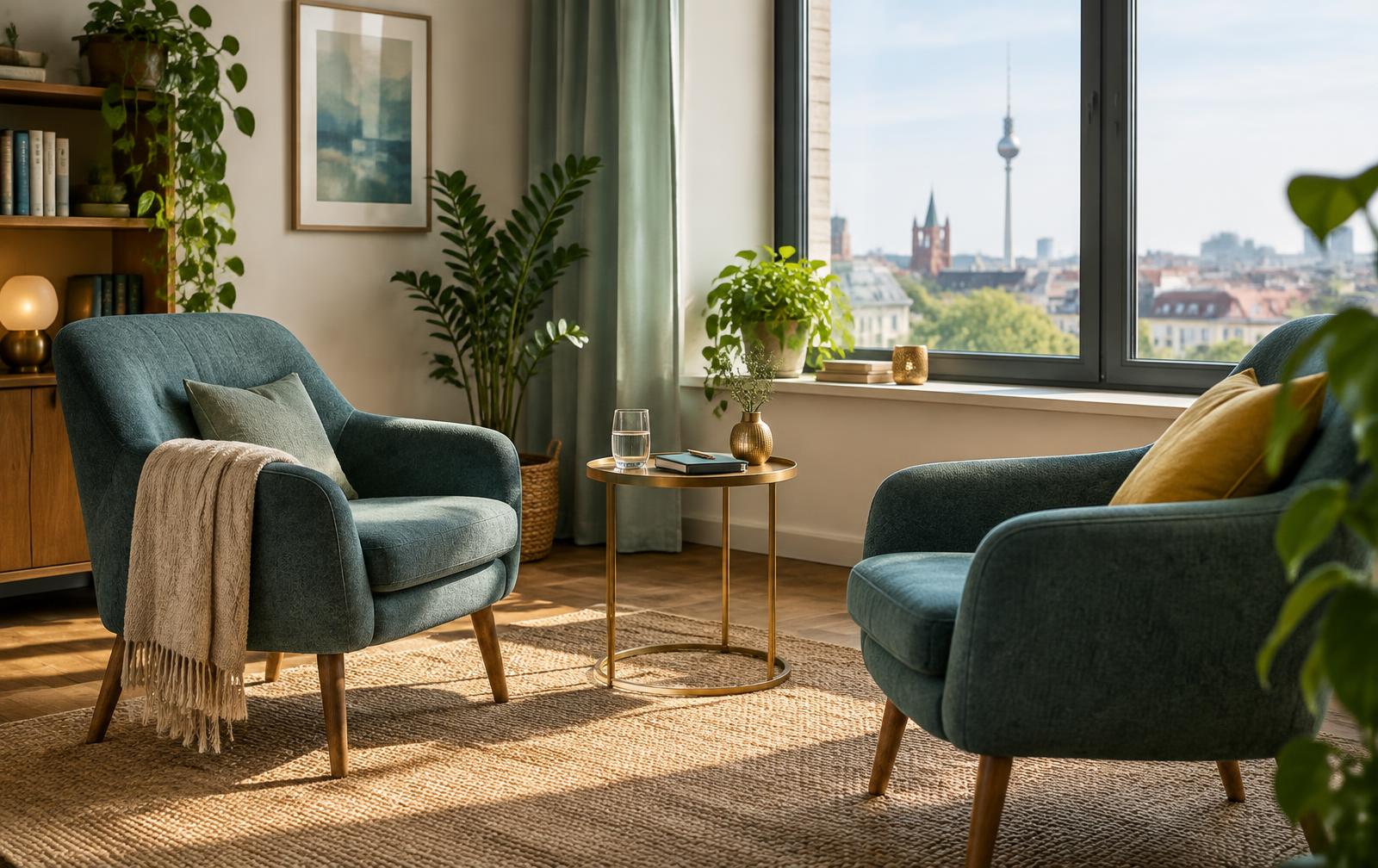 Calm conversation room for Integration Coaching in Berlin